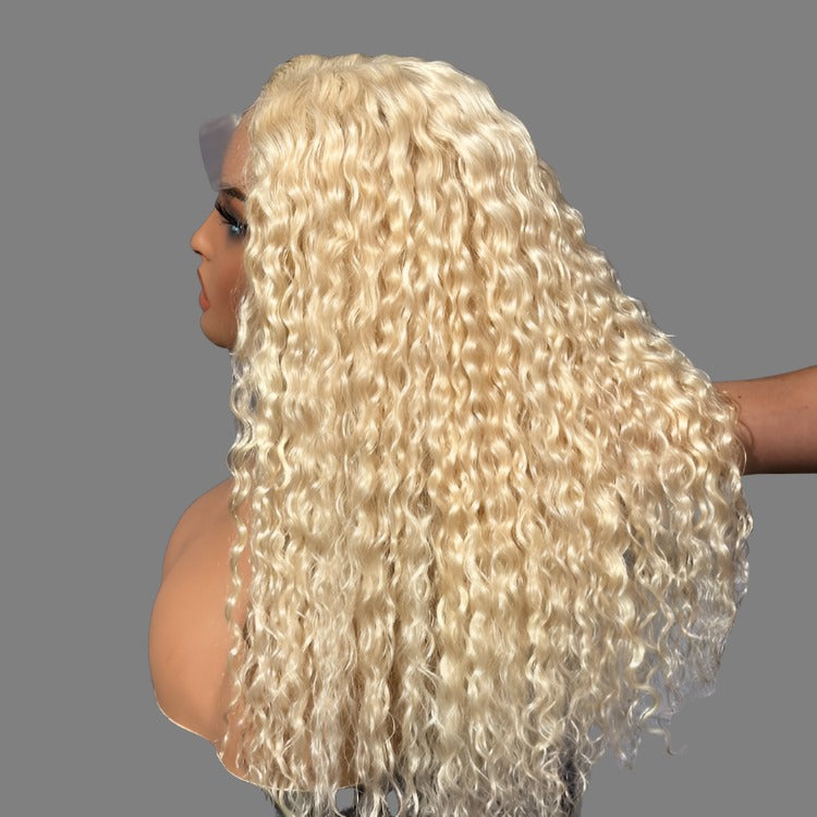 613 Blonde Water Wave Glueless 5x5 Closure Invisible HD Lace Wig 100% Human Hair