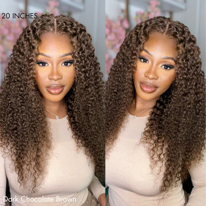 Crazy Wednesday | Chocolate Brown Long Curly Glueless 5x5 Closure Long Wig 100% Human Hair