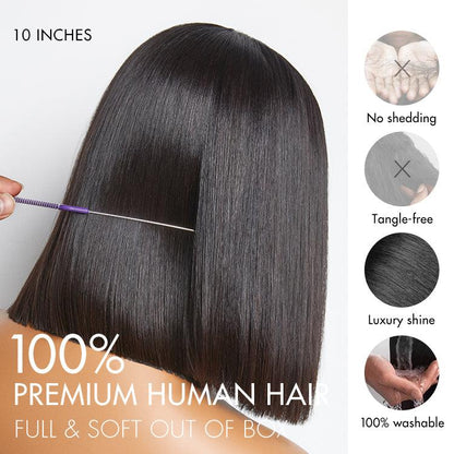 Wig Super Natural Hairline Silky Blunt Cut Bob Glueless 13x4 Frontal Lace Human Hair Short Wig Pre-Cut Lace