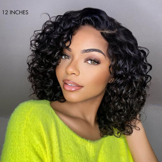 Wig Deep Wave Glueless Minimalist HD Lace Human Hair Curly Wig Pre-Cut Lace