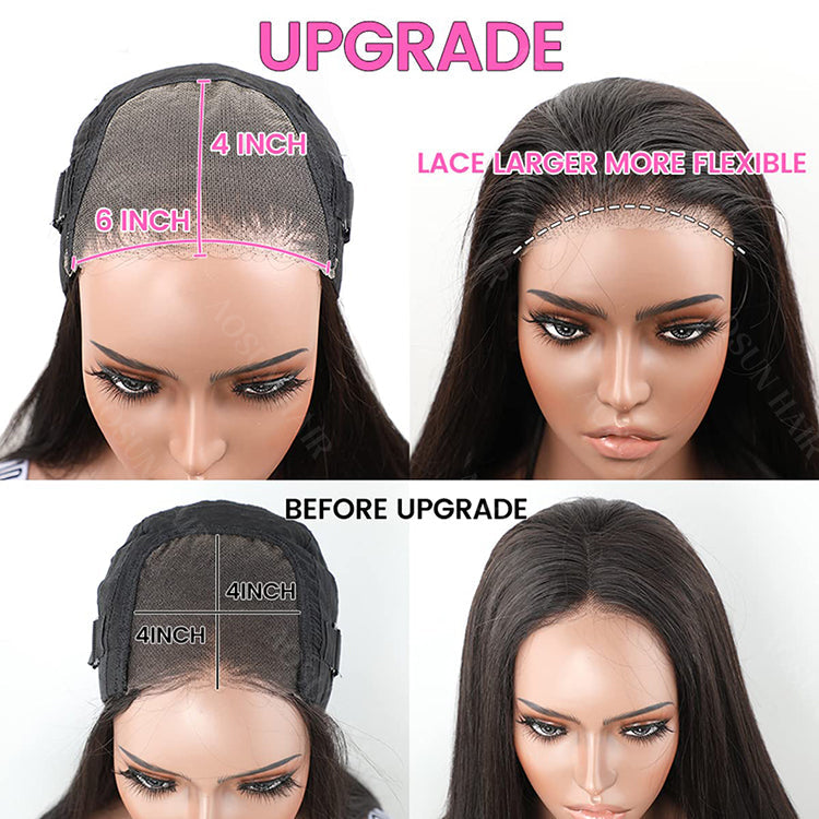 AOSUN HAIR Pre Plucked Wear Go 4x6 Lace Wig Pre Cut Glueless Wig