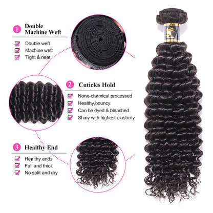 1 Bundle Deal Deep Wave Virgin Hair 100% Unprocessed Human Hair Weave Worldwide Free Shipping