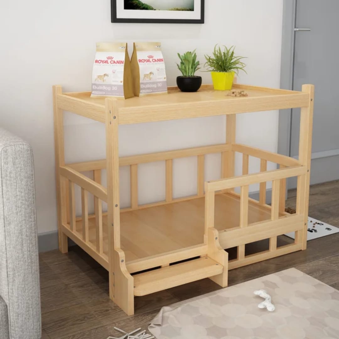 Natural Bedside Table with Built-In Pet Bed (45x60)