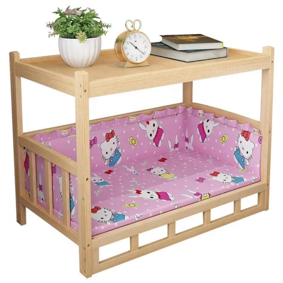 Natural Bedside Table with Built-In Pet Bed (45x60)