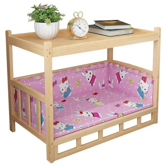 Natural Bedside Table with Built-In Pet Bed (45x60)