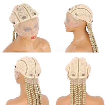 27# Synthetic Braided T4/27# Lace Wigs Natural Black and Grey/613 Color 28 Inch with Baby Hair for Fashion Black Women 4# Color