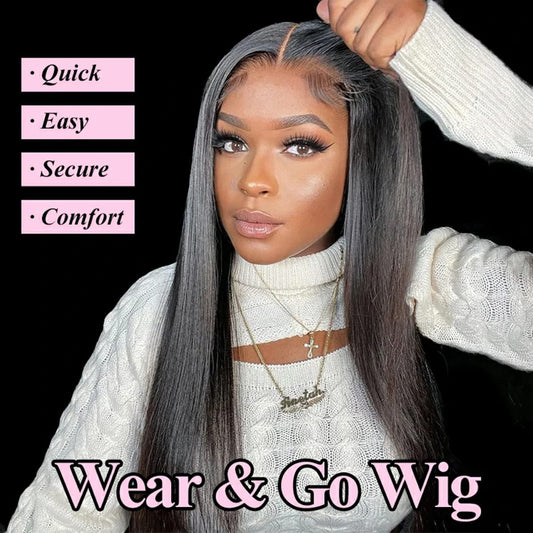AOSUN HAIR Pre Plucked Wear Go 4x6 Lace Wig Pre Cut Glueless Wig