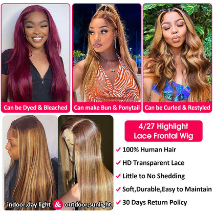 Hot Selling Highlight Brown Color Human Hair 13x4 Lace Front Wig | Aosun Hair
