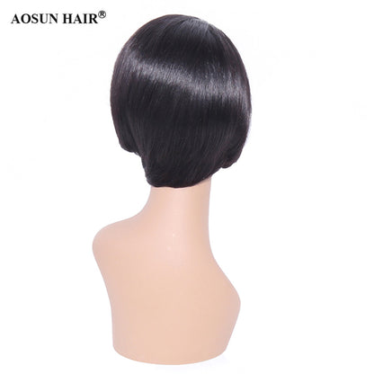 Aosun Straight Short Cut Lace Wig 130% 13x4 Front Lace Brazilian Human Hair Wigs
