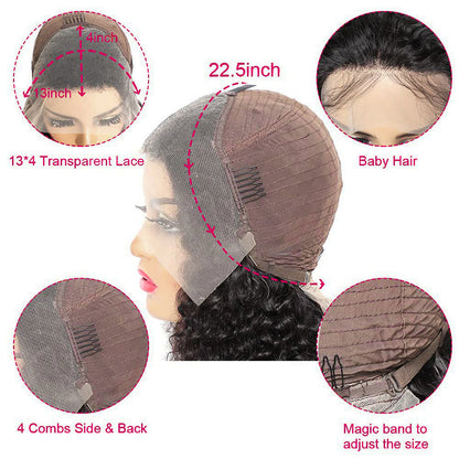 Clearance Sales Synthetic Hair 13x4 Front Lace Wigs Deep Wave PrePlucked Deep Curly Wigs