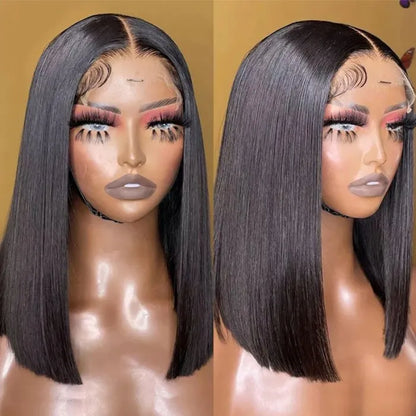 Straight Bob Wig Lace Front Human Hair Wigs Brazilian Short Bob Wig PrePlucked Natural Color Human Hair Lace Wigs