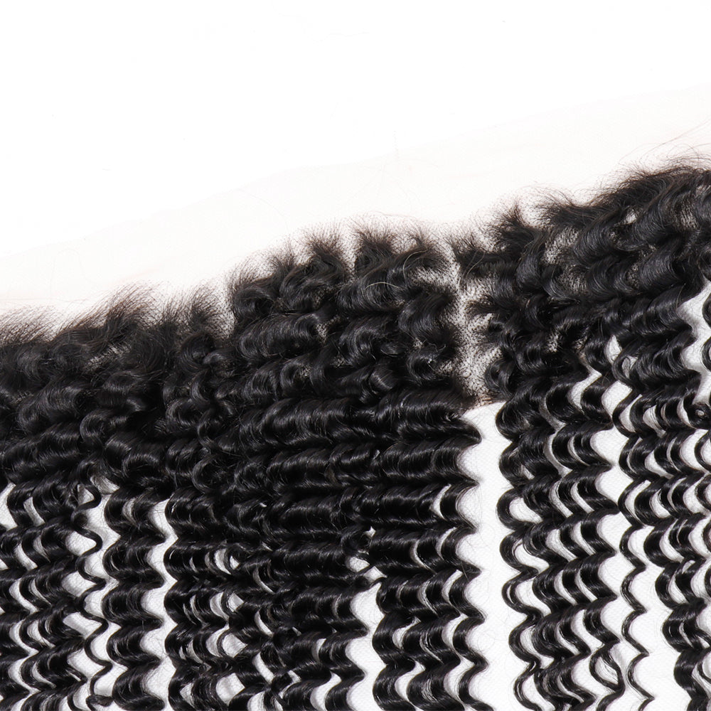 Ear To Ear 13x4 Deep Wave Swiss Lace Frontal With Baby Hair Brazilian Virgin Human Hair Unprocessed Deep Curly for Women