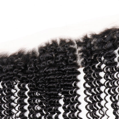 Ear To Ear 13x4 Deep Wave Swiss Lace Frontal With Baby Hair Brazilian Virgin Human Hair Unprocessed Deep Curly for Women