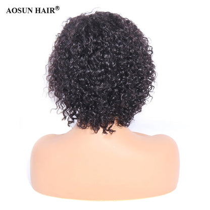 Aosun Curly Pixie Cut Wig For Black Women Human Hair Wigs Bob 13x4 Lace Wigs