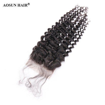 Brazilian Deep Curly Lace Closure 4*4 Free Part Human Hair Closure Free Shipping