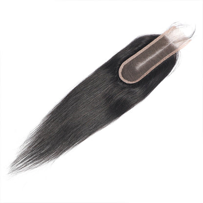 Brazilian 2x6 Lace Closure Straight 100% Human Hair Middle Part with Baby Hair Natural Black Color