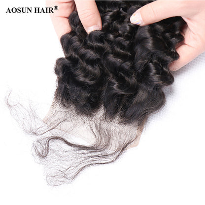 Brazilian Deep Curly Lace Closure 4*4 Free Part Human Hair Closure Free Shipping
