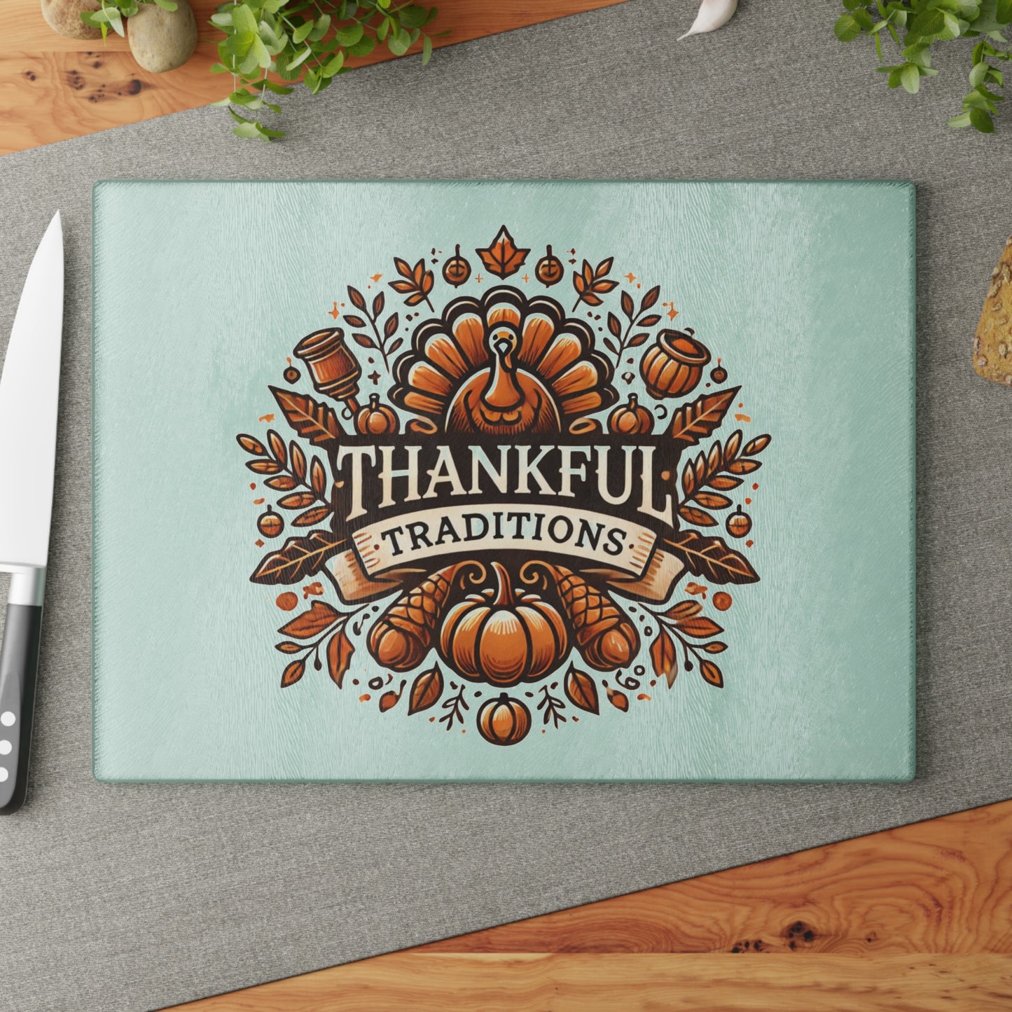 Thankful Traditions: Thanksgiving Glass Cutting Board