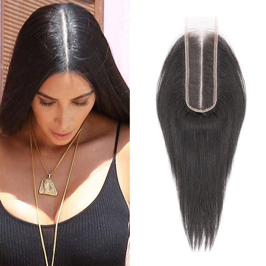 Brazilian 2x6 Lace Closure Straight 100% Human Hair Middle Part with Baby Hair Natural Black Color