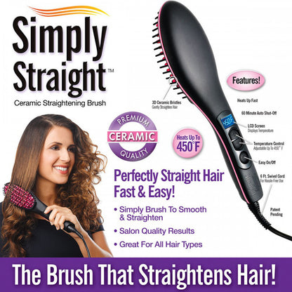 Electric Hair Straightening Brush – Fast Smooth & Frizz-Free Hair