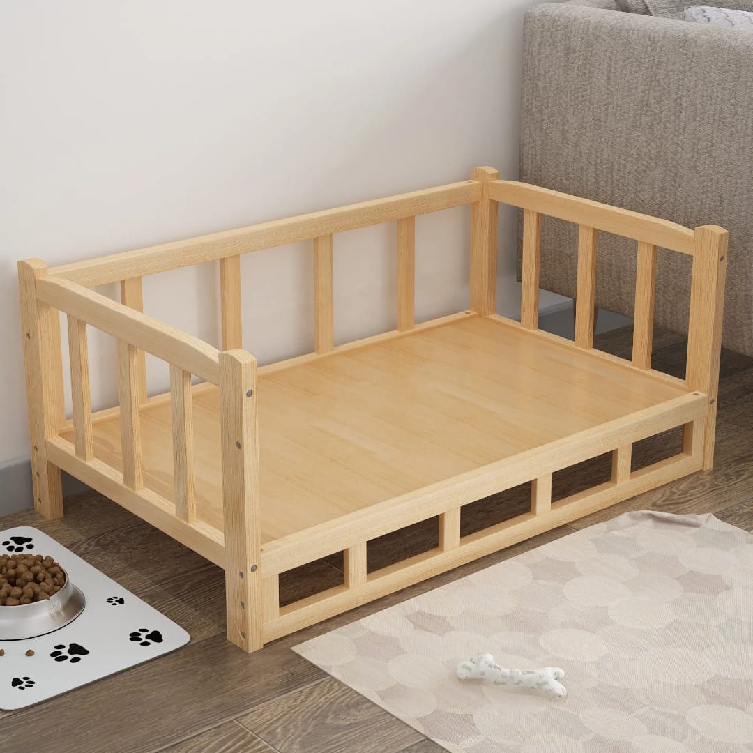 Natural Bedside Table with Built-In Pet Bed (45x60)