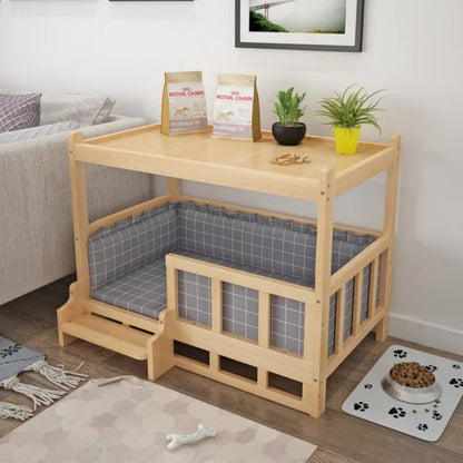 Natural Bedside Table with Built-In Pet Bed (45x60)