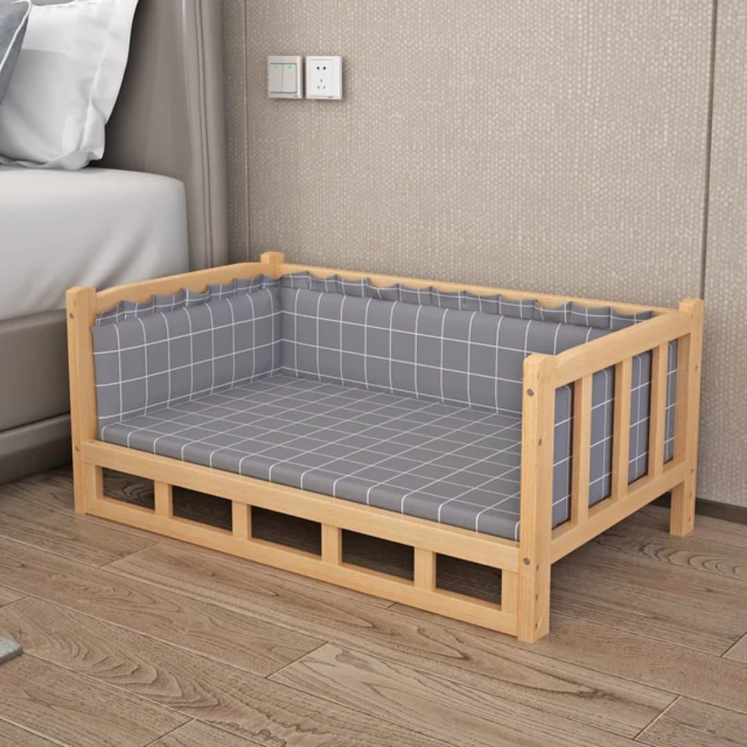 Natural Bedside Table with Built-In Pet Bed (45x60)