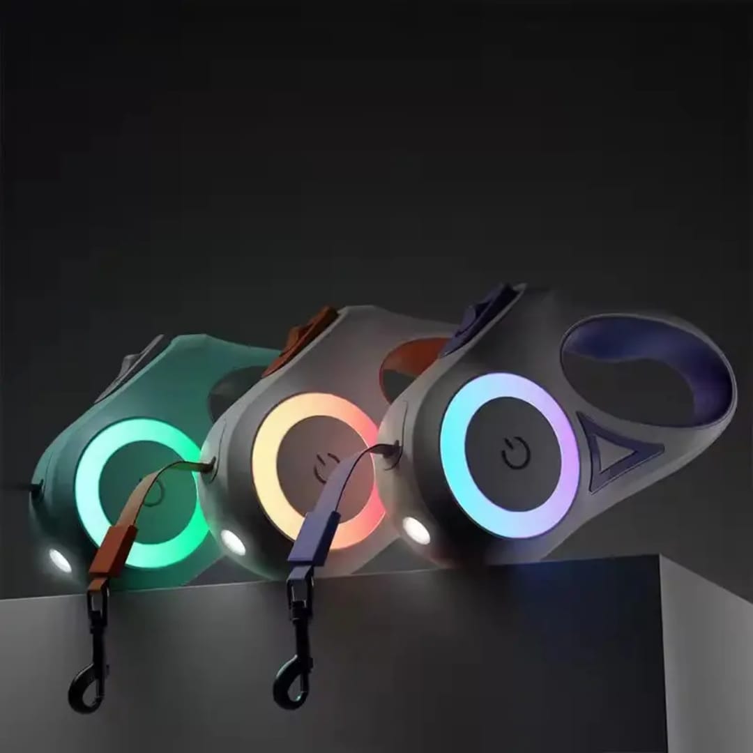 Luminous Retractable Dog Leash with LED Light – Tangle-Free & Anti-Slip