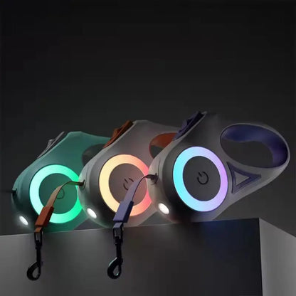 Luminous Retractable Dog Leash with LED Light – Tangle-Free & Anti-Slip