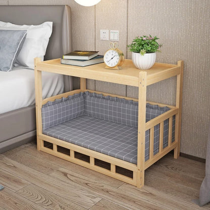 Natural Bedside Table with Built-In Pet Bed (45x60)