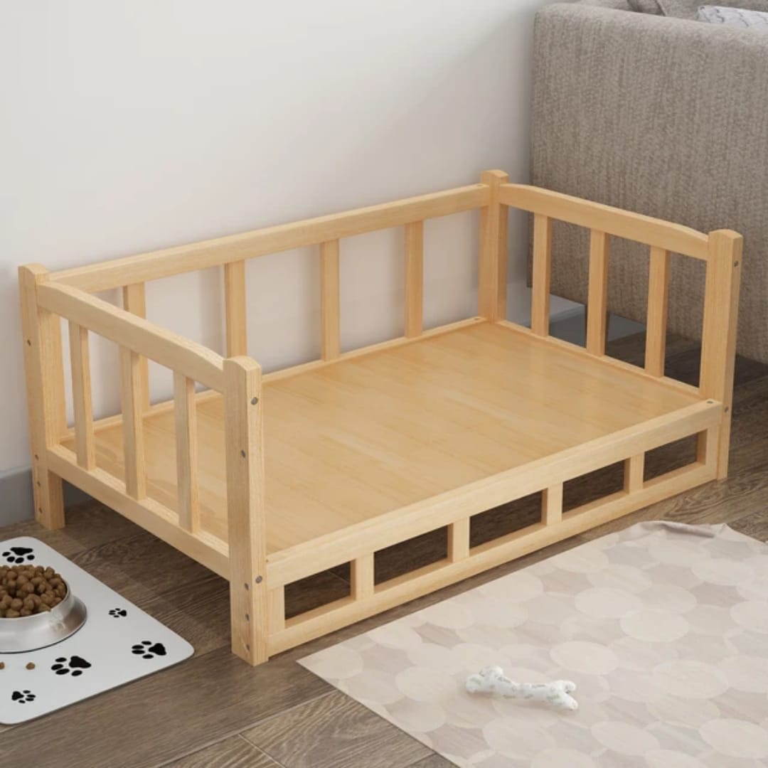 Natural Bedside Table with Built-In Pet Bed (45x60)