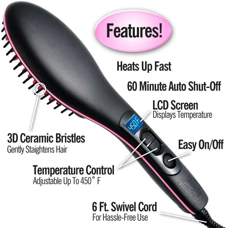Electric Hair Straightening Brush – Fast Smooth & Frizz-Free Hair