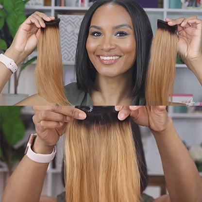 2+1 Highlights Clip in Human Hair Extensions Set | Easily Adding Highlights on Wig