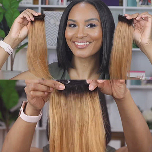2+1 Highlights Clip in Human Hair Extensions Set | Easily Adding Highlights on Wig
